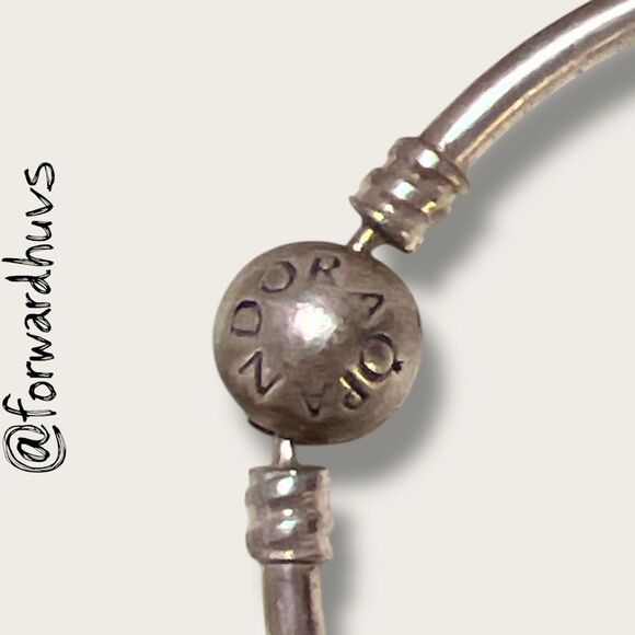 Pandora Sterling Silver Bangle Bracelet – Round Logo Clasp - Picture 5 of 7